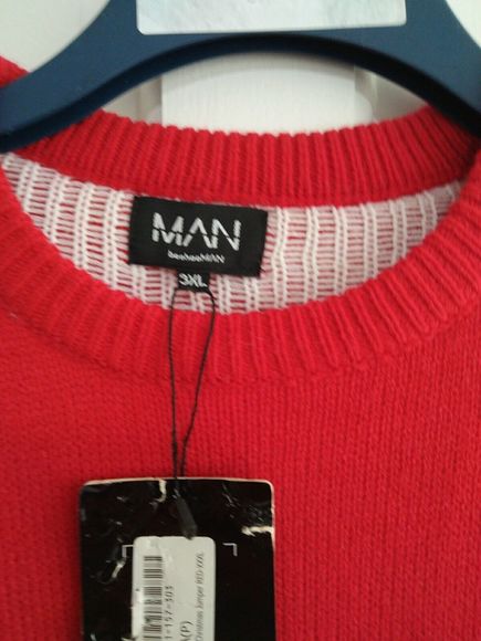 Boohoo Man Christmas Jumper Size 3xl Long Sleeved Red Rain deer - Picture 2 of 7